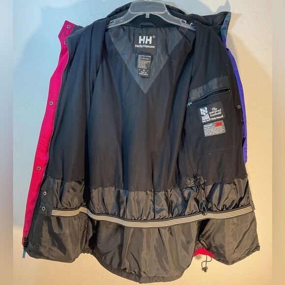 Helly Hansen mens coat XS Black Pink Vtg 90s Waterproof Ski Snow Parka Tech - Picture 4 of 11